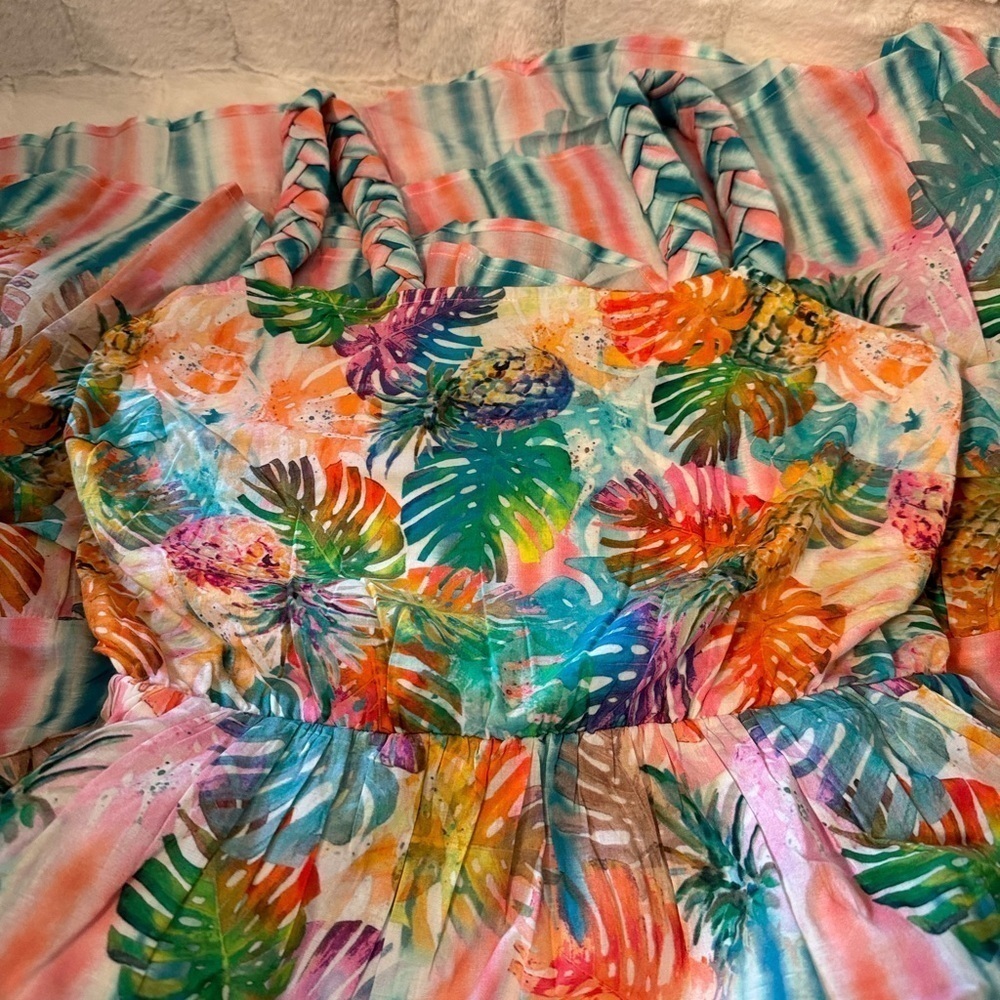 Destination 365 Long Maxi Dress. Size XS. Braided Straps. Floral. New - Picture 10 of 16